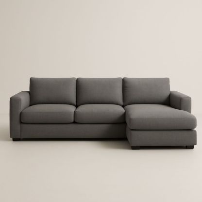 Grey Fabric Sectional Sofa with Chaise Lounge