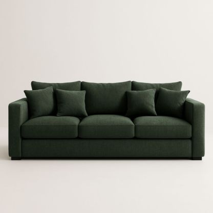 Three-Seater Sofa Green Fabric 220cm
