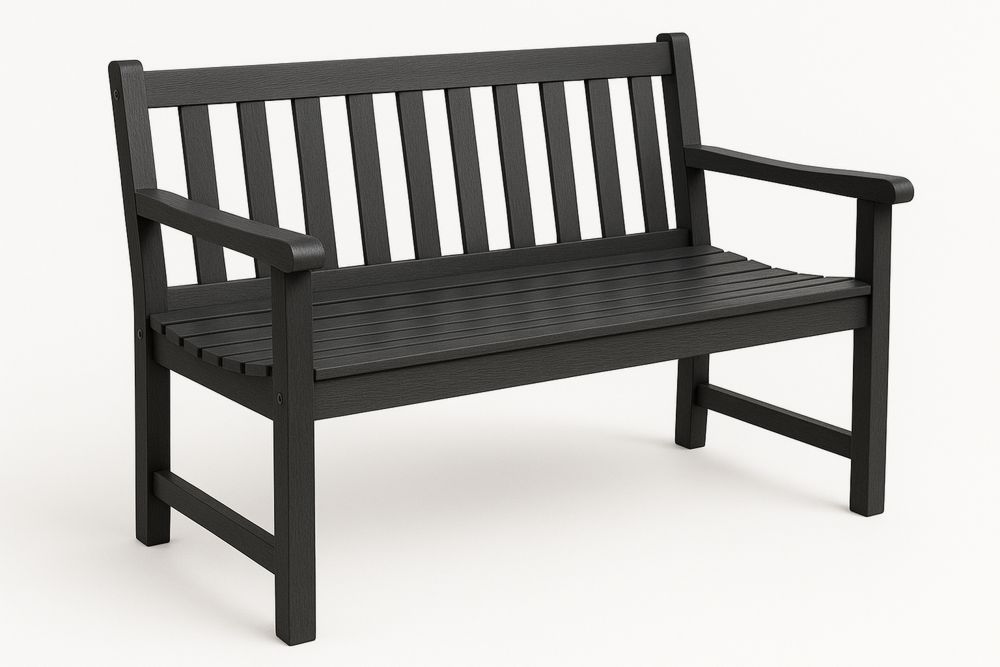 Black Outdoor Garden Bench Recycled Plastic 120cm