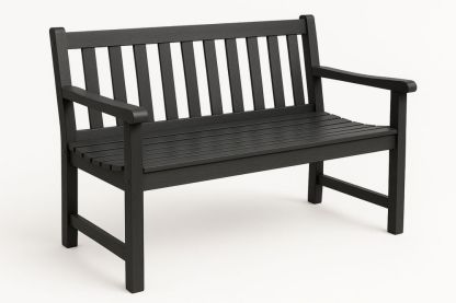 Black Outdoor Garden Bench Recycled Plastic 120cm