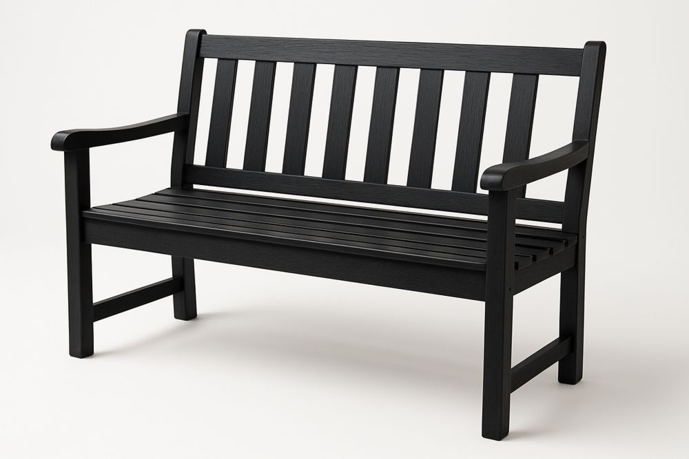 Outdoor Bench Wood Composite Black 150cm