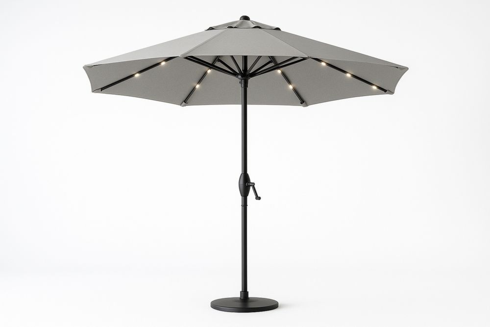 Outdoor Umbrella with LED Lights Aluminium Frame 270 cm Diameter Grey