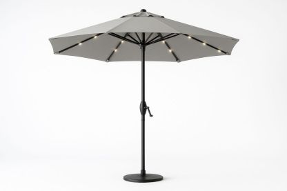 Outdoor Umbrella with LED Lights Aluminium Frame 270 cm Diameter Grey