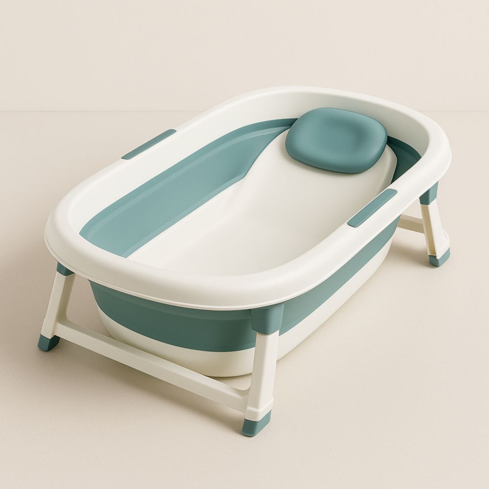 Foldable Baby Bath Tub Oval Blue/White Plastic 85cm