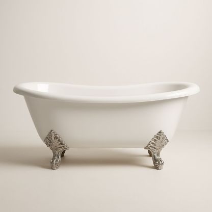 Freestanding White Acrylic Clawfoot Bathtub with Metal Feet 170cm
