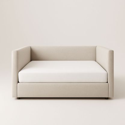 Beige Linen Daybed with Foam Mattress 200cm