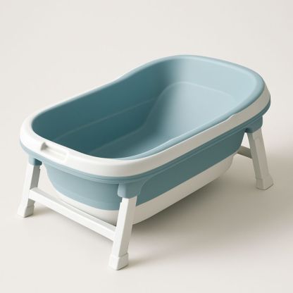 Foldable Baby Bath Tub Blue/White Plastic