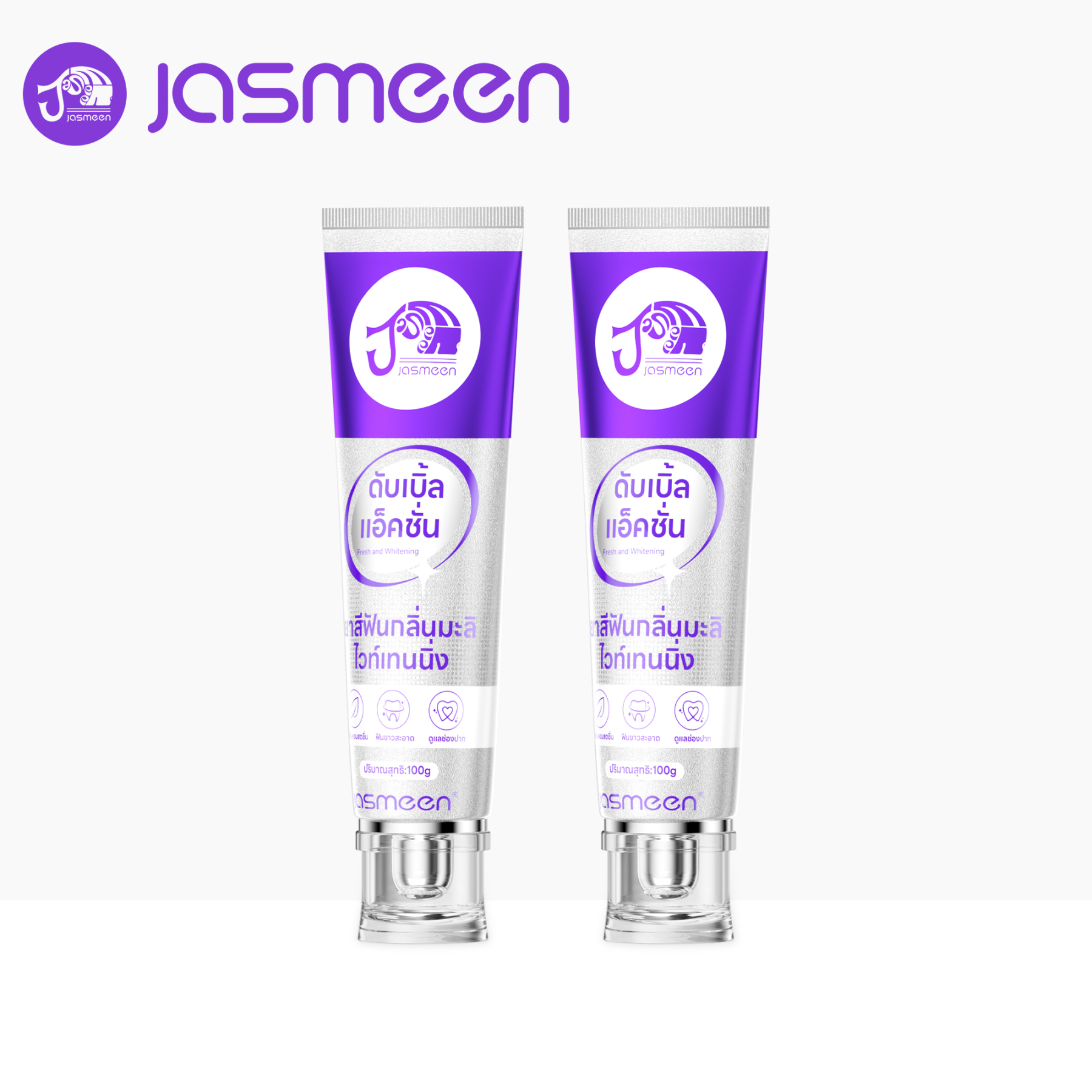 Jasmeen Jasmine Fragrance Toothpaste, 100g per tube. 4 functions: Whitening, Gums Care, Fresh Breath, Relieving Tooth Sensitivity