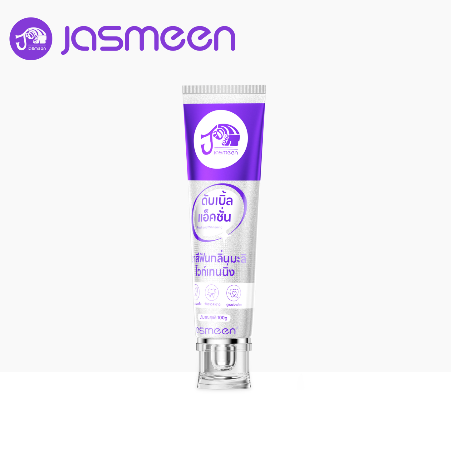 Jasmeen Jasmine Fragrance Toothpaste, 100g per tube. 4 functions: Whitening, Gums Care, Fresh Breath, Relieving Tooth Sensitivity