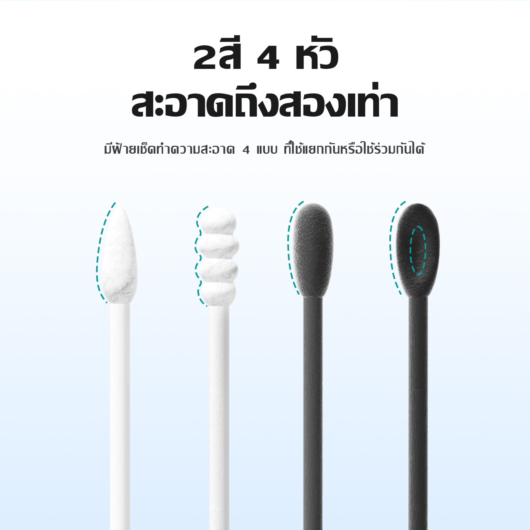Jasmeen 4-in-1 Cotton Swabs for Ear Cleaning, Makeup Application, 200 Pieces