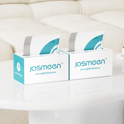 Jasmeen Non-Slip Garbage Bags, 100 bags per box. The bag size is 45x50 cm. They come with a hanging strap and are thickened. They can hold 14-18 liters.