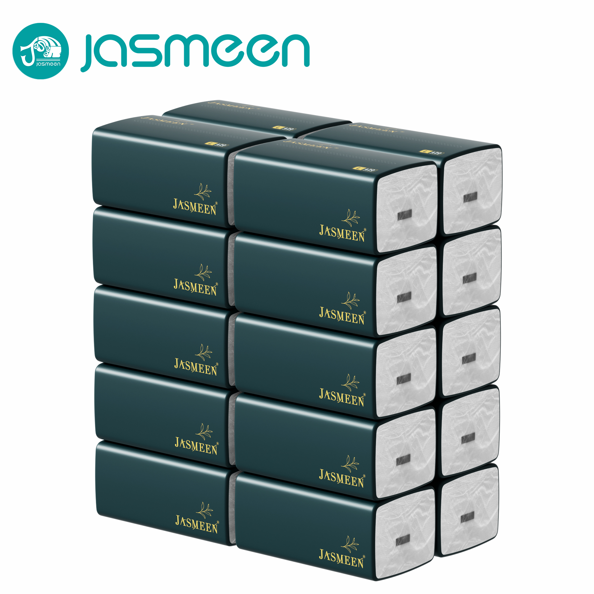 Jasmeen Pull-Out Tissue – 20 Packs, 420 Sheets Each, 5 Layers, Soft & Absorbent