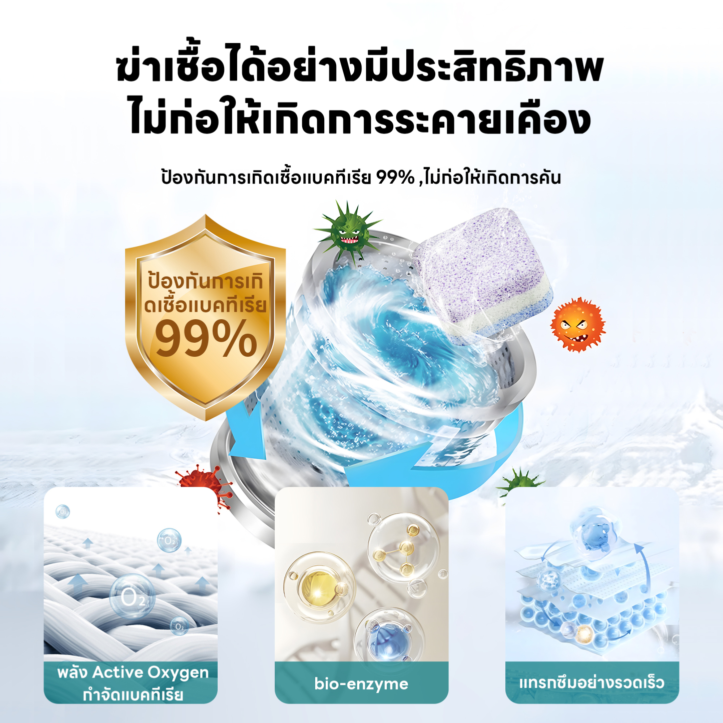 Jasmeen Washing Machine Cleaning Tablets – Lavender Scent, Eliminates Bacteria & Mold, 16pcs