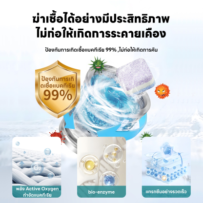 Jasmeen Washing Machine Cleaning Tablets – Lavender Scent, Eliminates Bacteria & Mold, 16pcs