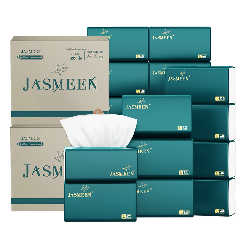 Jasmeen Pull-Out Tissue – 20 Packs, 420 Sheets Each, 5 Layers, Soft & Absorbent