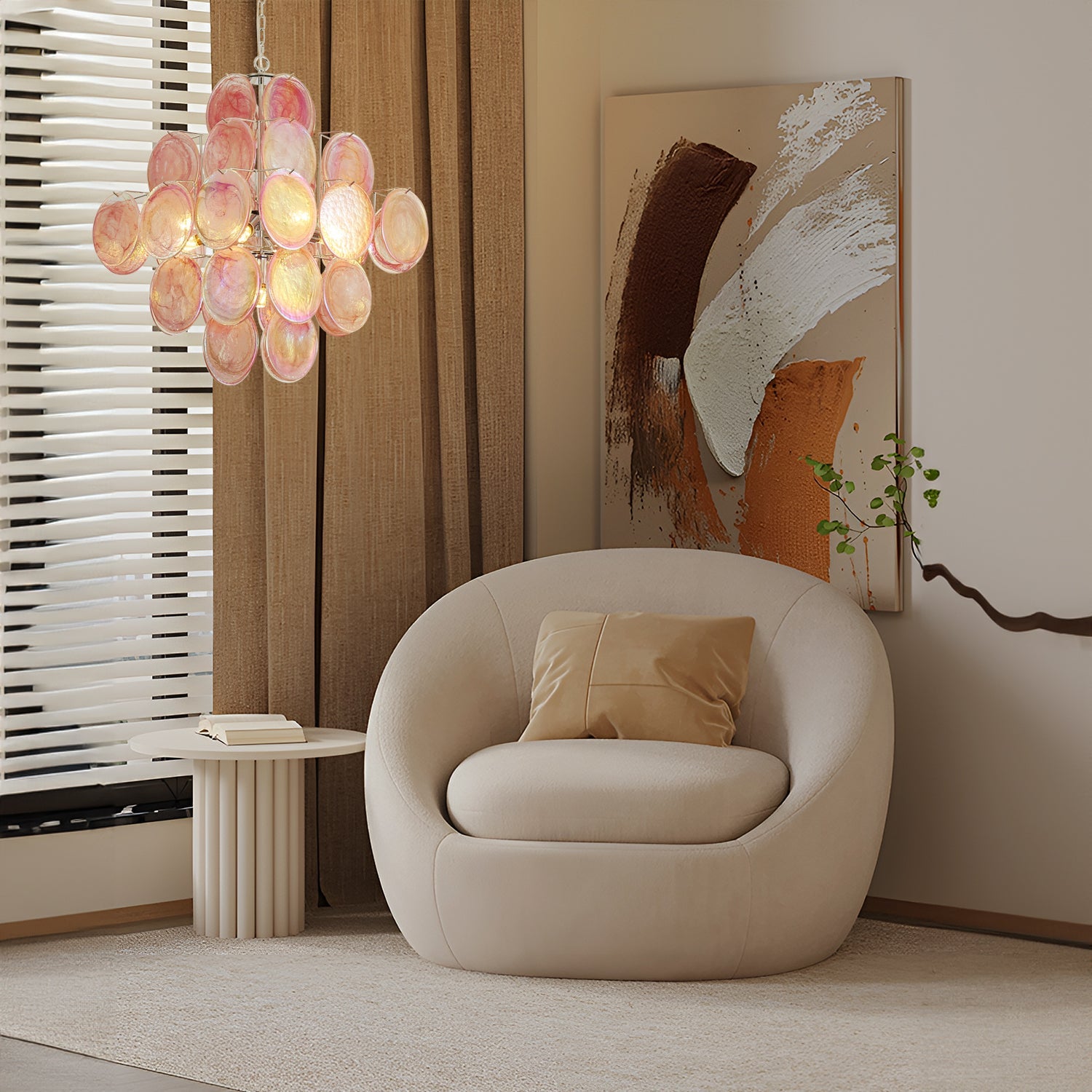 Modernist Diamond Shaped Handblown Murano Glass Chandelier