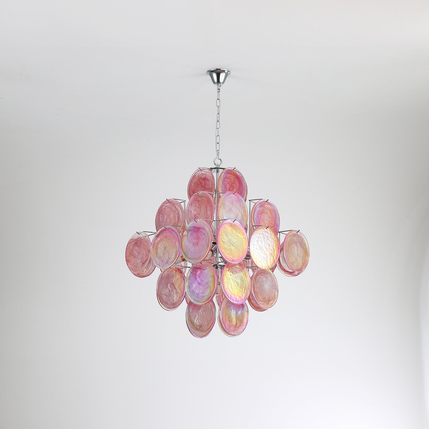 Modernist Diamond Shaped Handblown Murano Glass Chandelier
