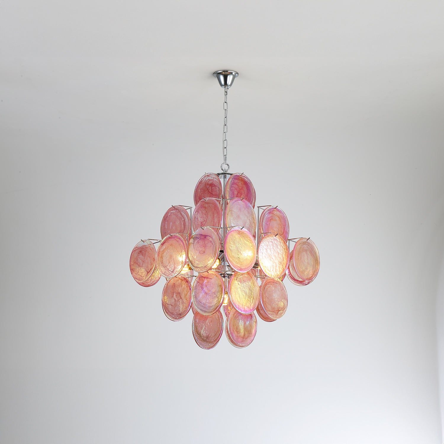 Modernist Diamond Shaped Handblown Murano Glass Chandelier