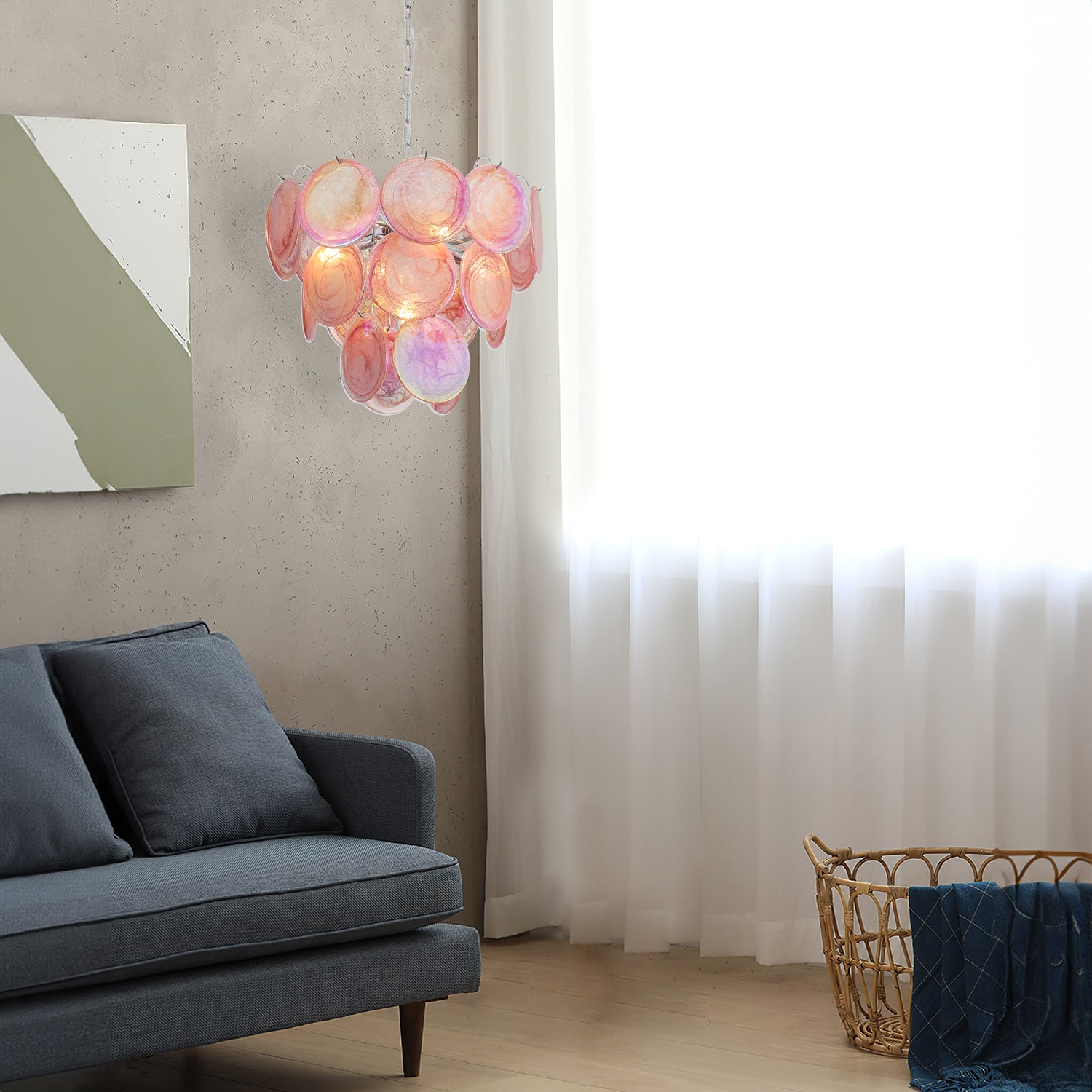 Modernist Handblown Murano Disc Chandelier