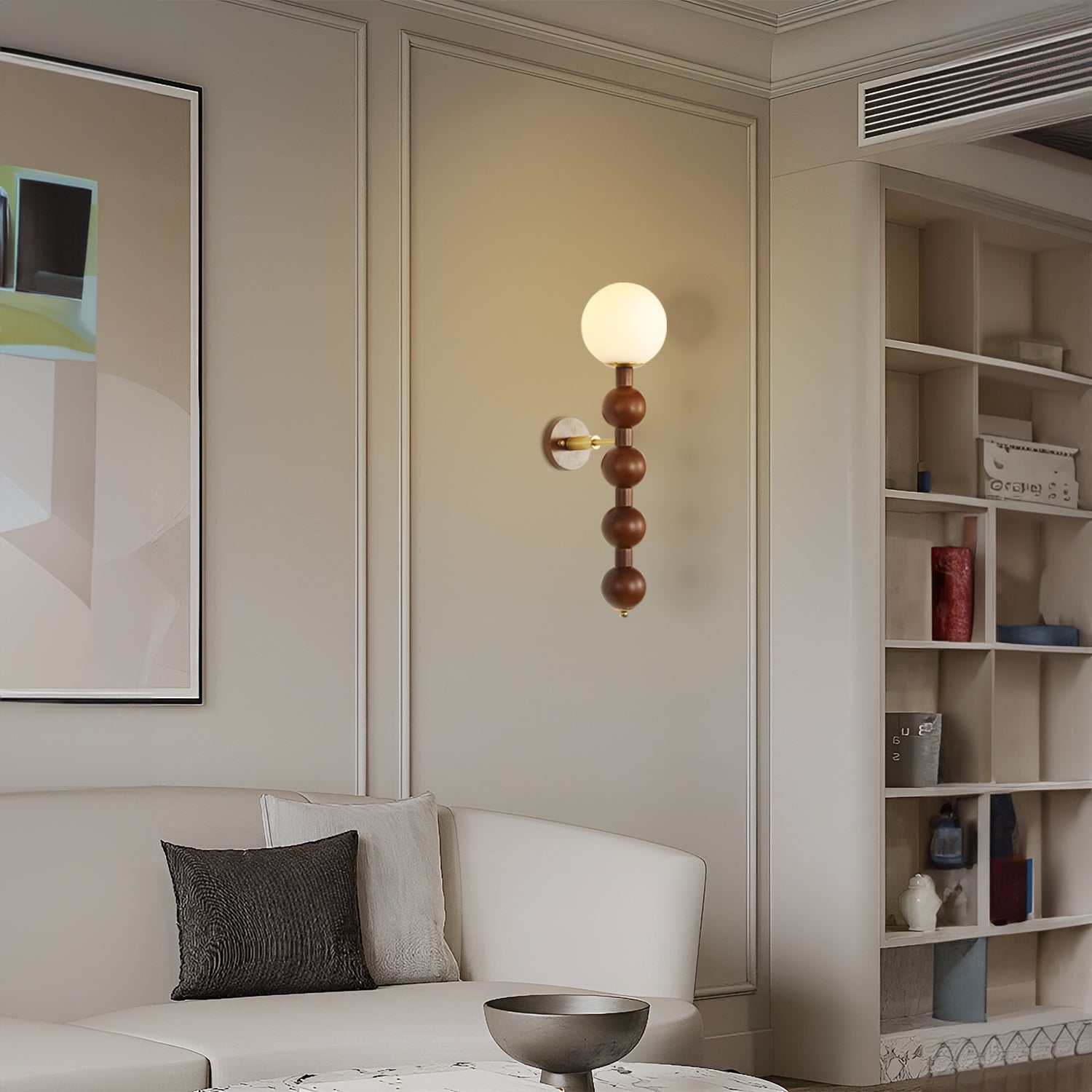 Beaded Wooden Wall Light