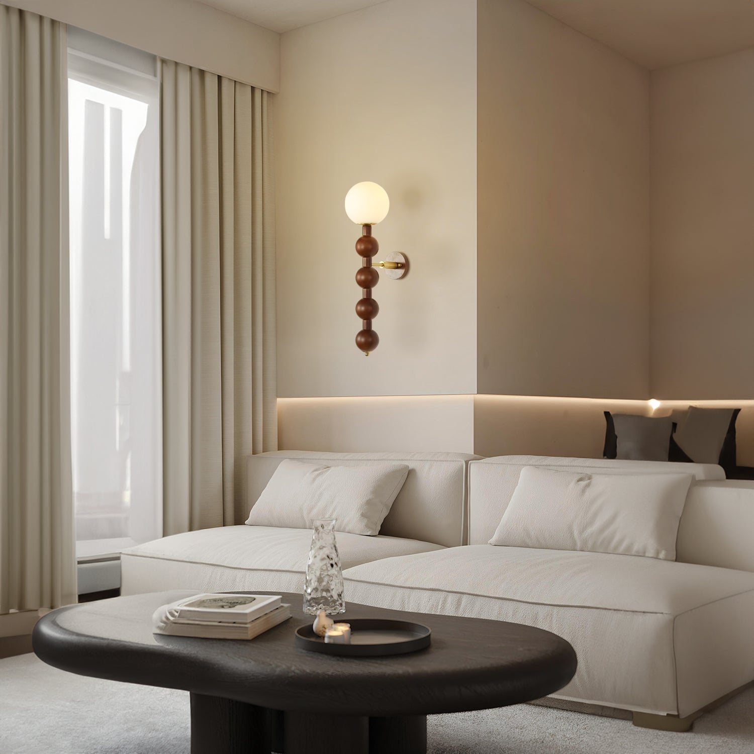 Beaded Wooden Wall Light