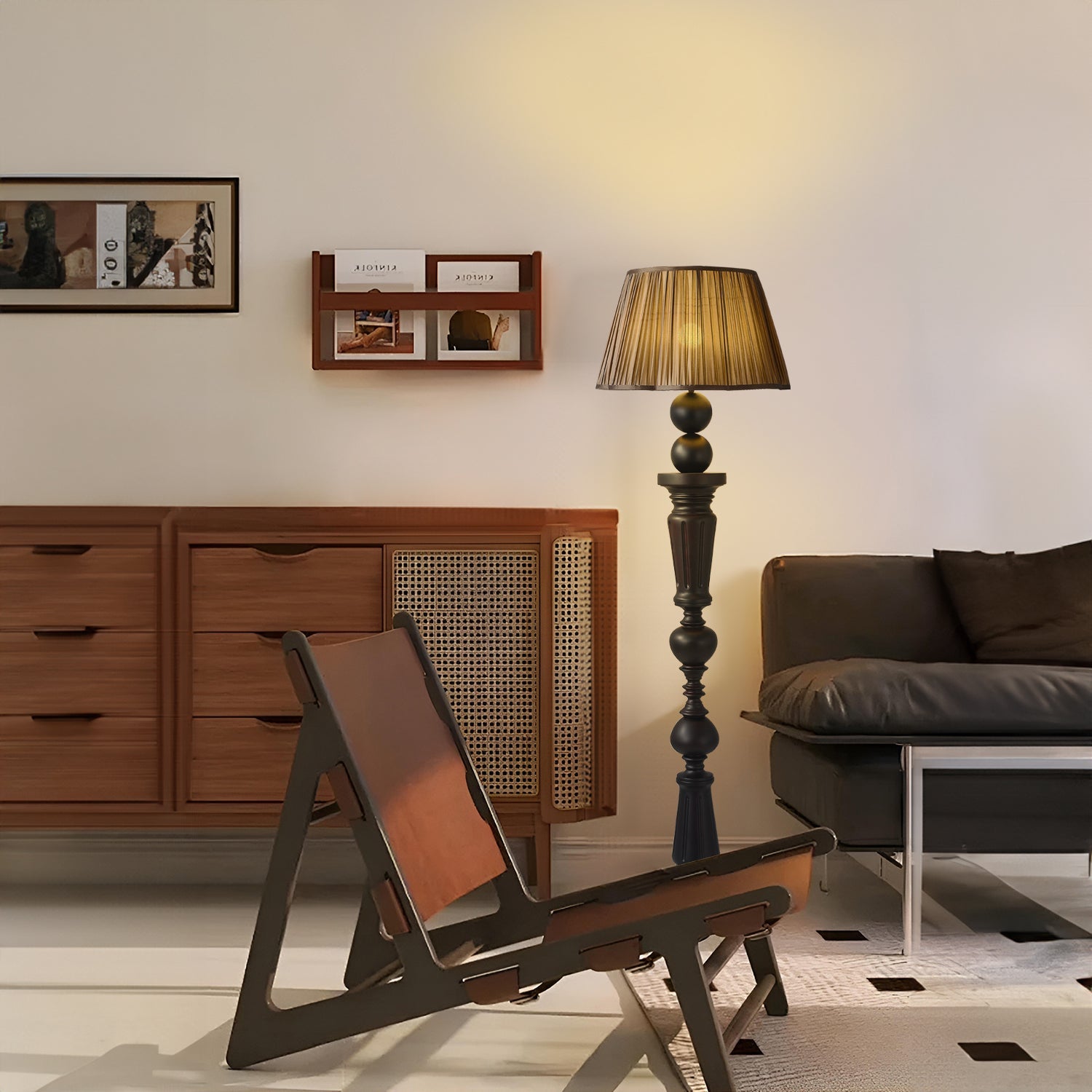 Original Wood Vintage Floor Lamp