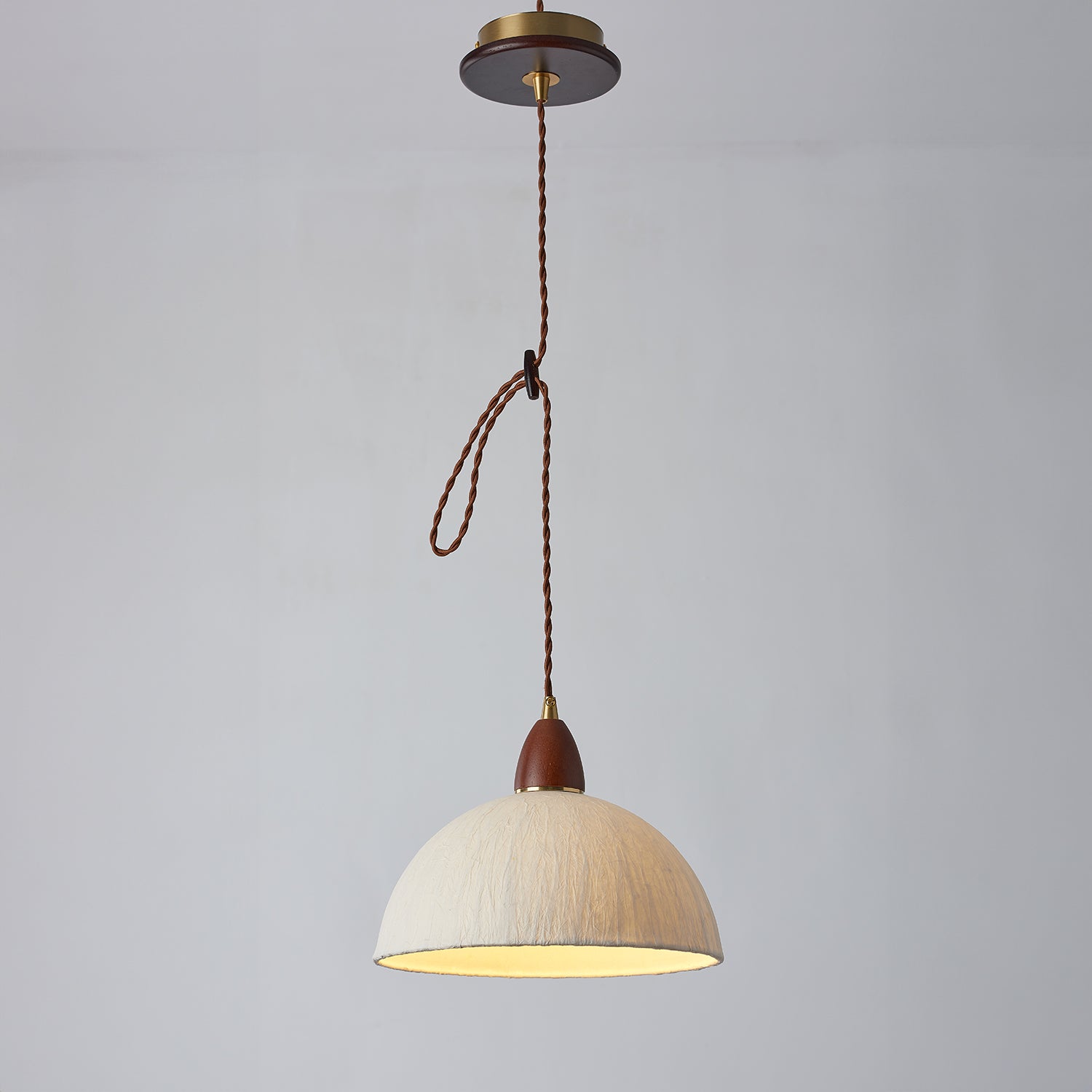 Walnut Rice Paper Pendant Light A