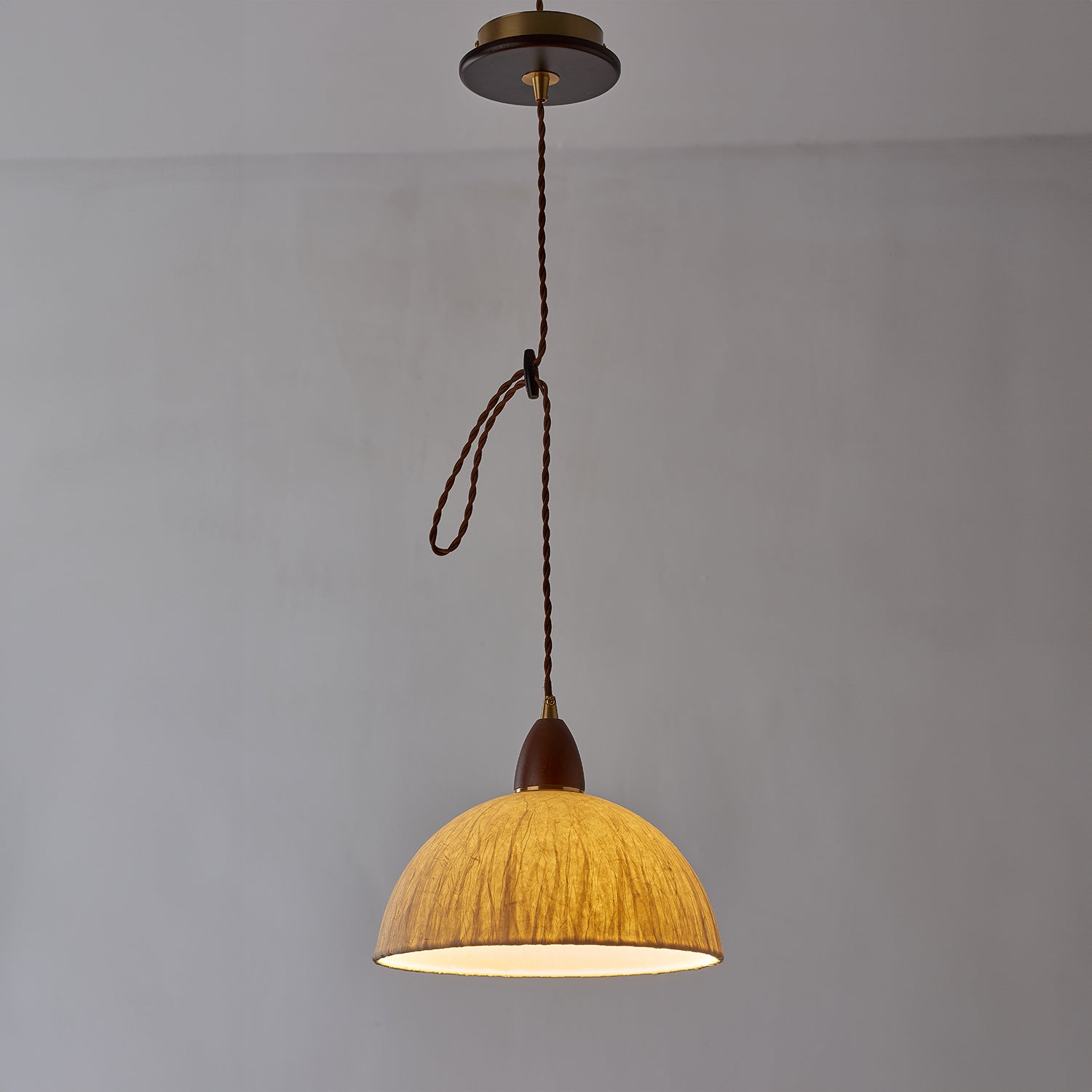 Walnut Rice Paper Pendant Light A