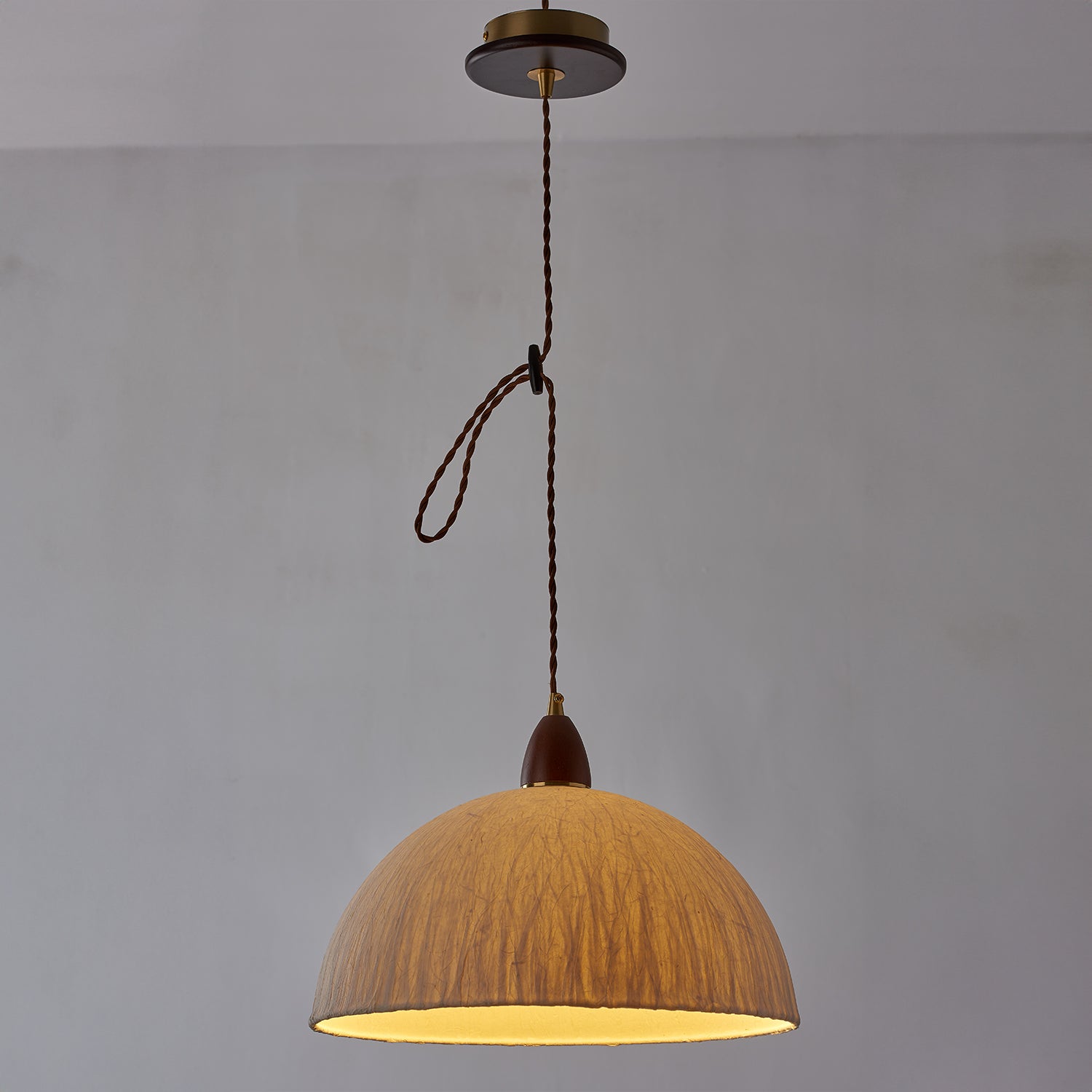 Walnut Rice Paper Pendant Light A