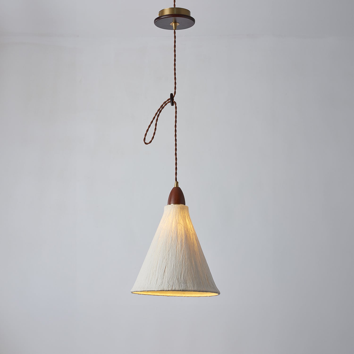 Walnut Rice Paper Pendant Light B