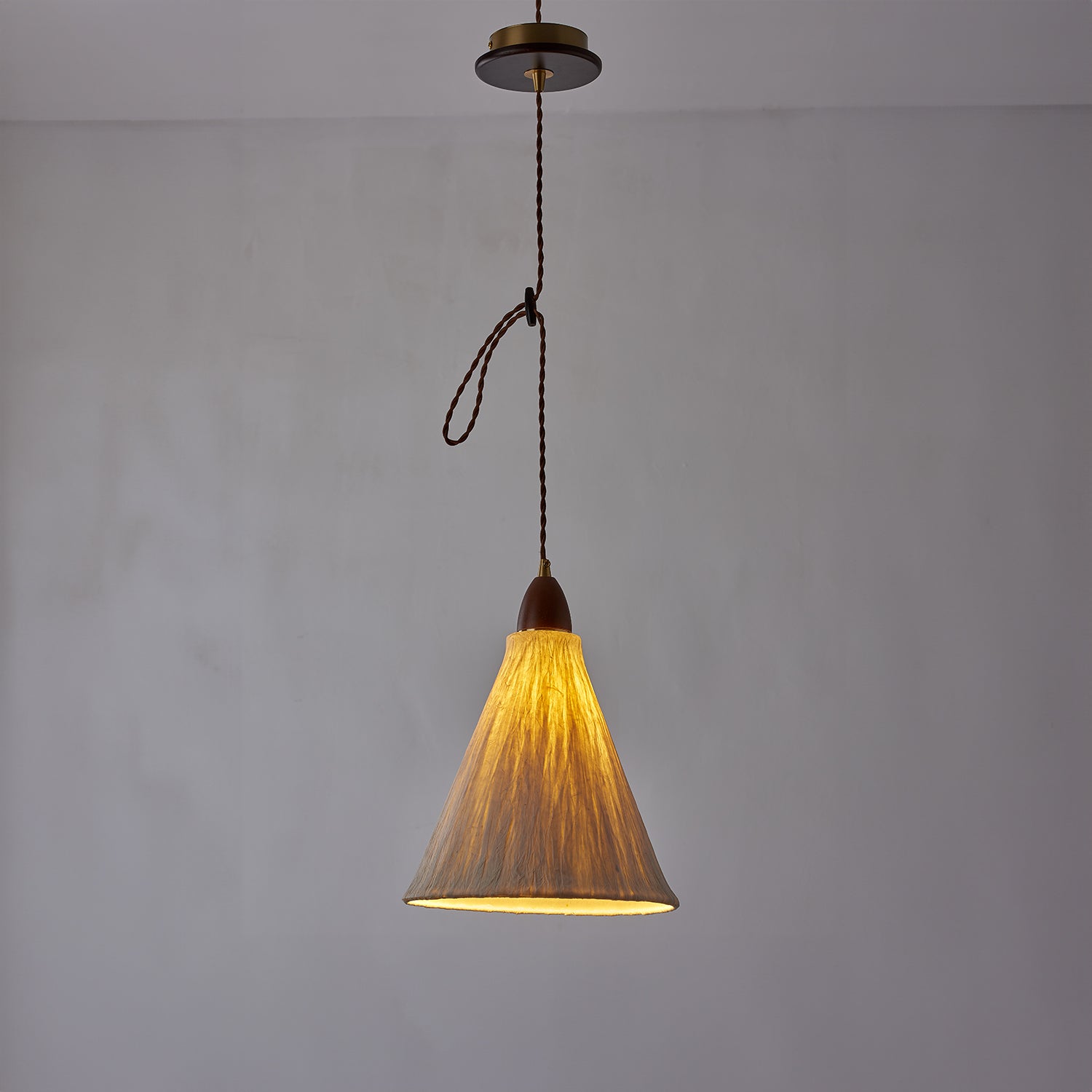Walnut Rice Paper Pendant Light B