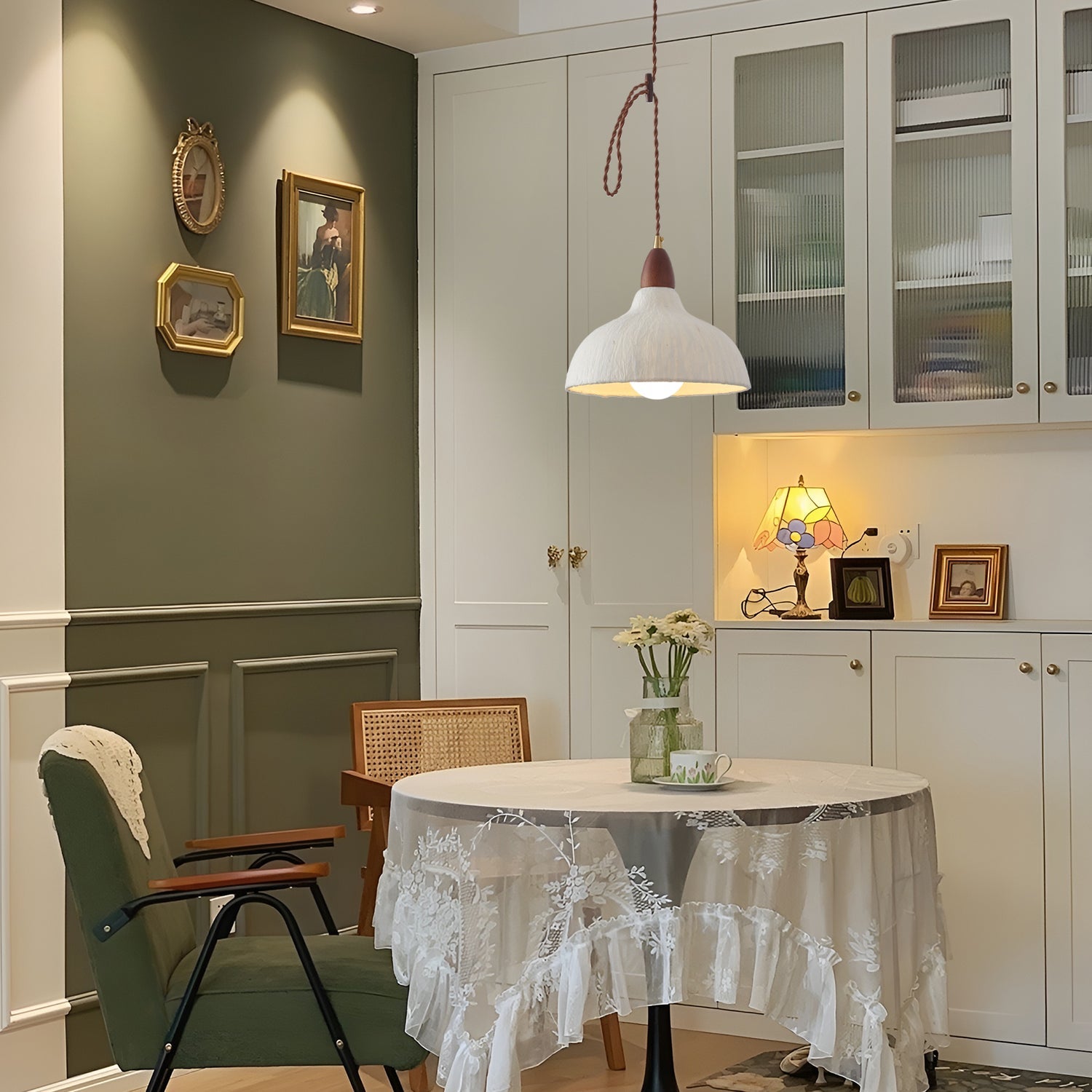 Walnut Rice Paper Pendant Light C