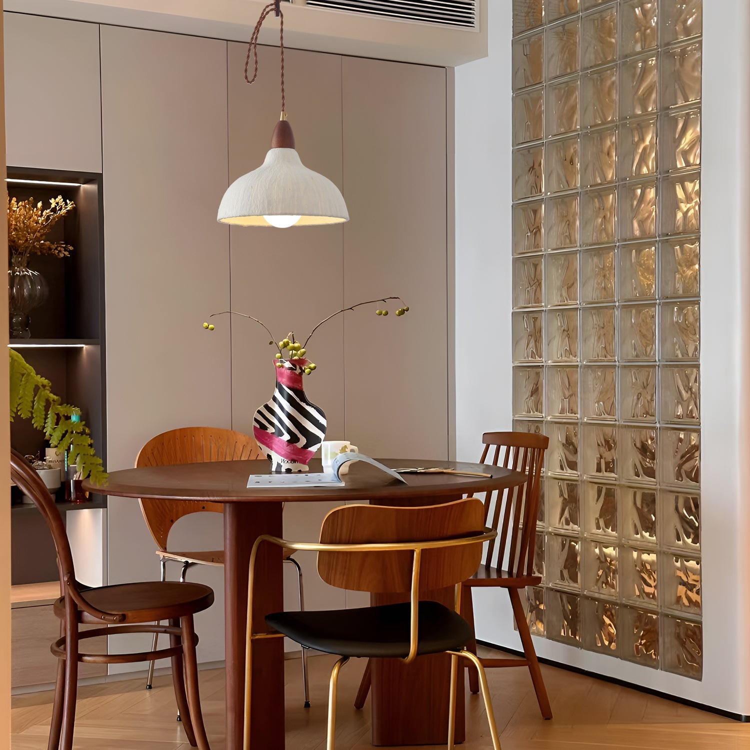 Walnut Rice Paper Pendant Light C