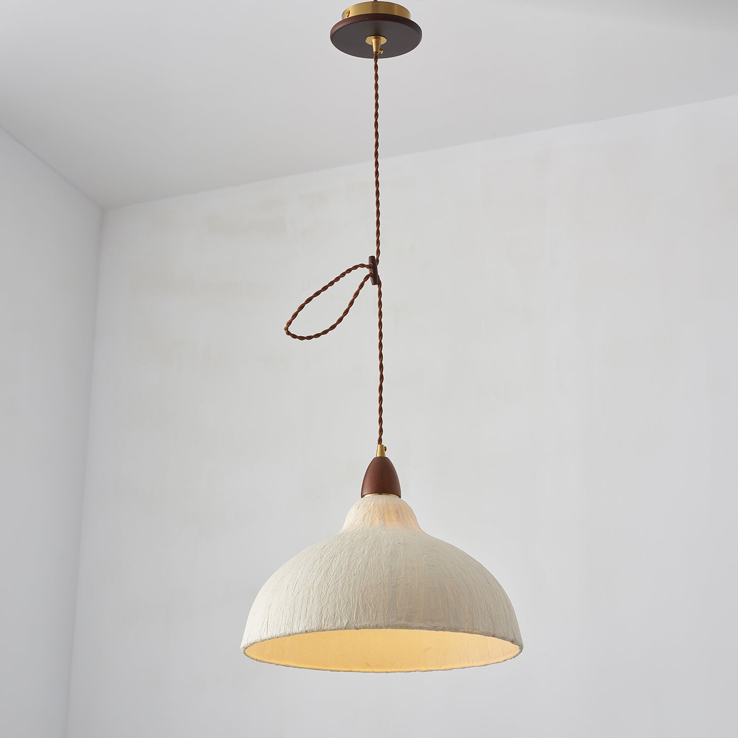 Walnut Rice Paper Pendant Light C