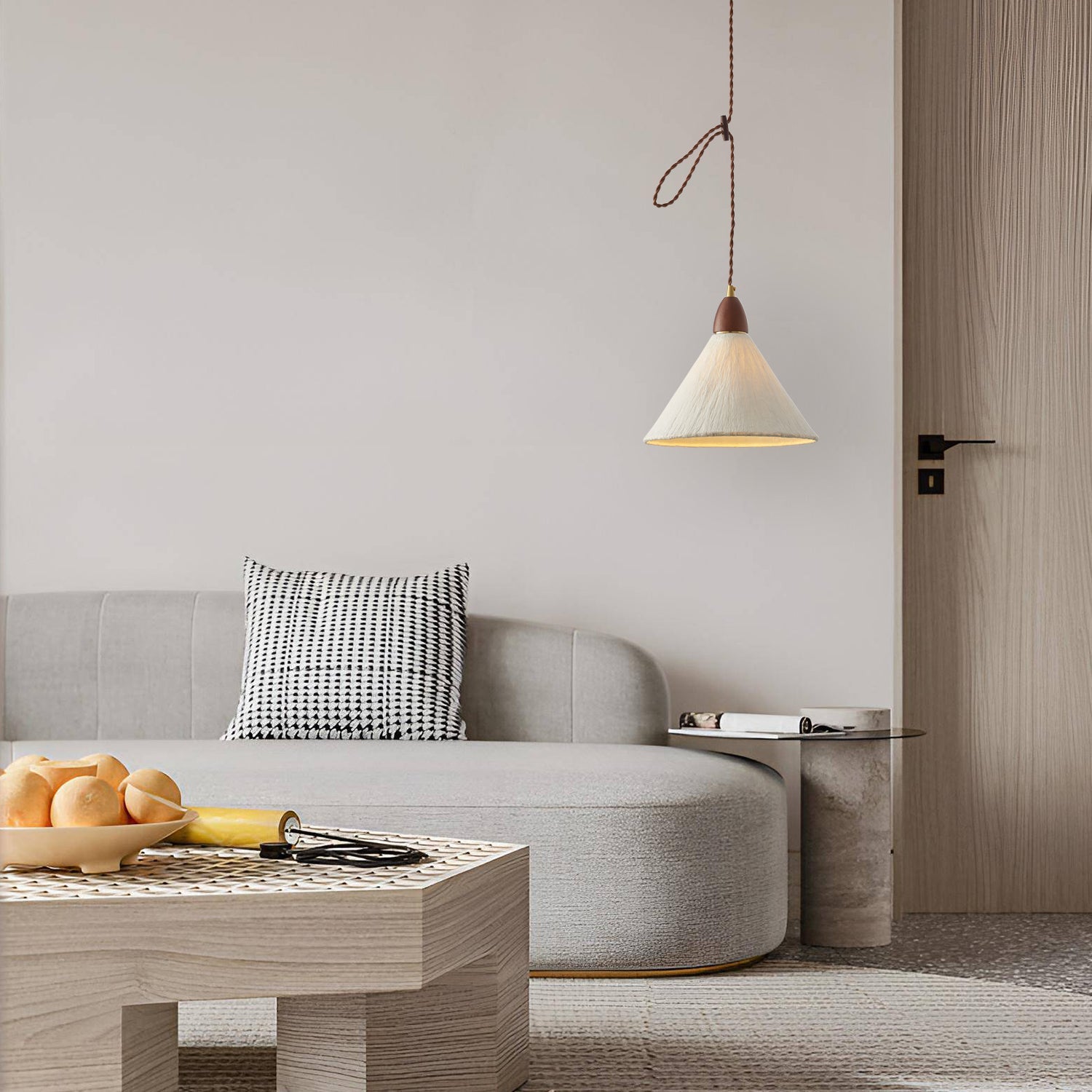 Walnut Rice Paper Pendant Light D