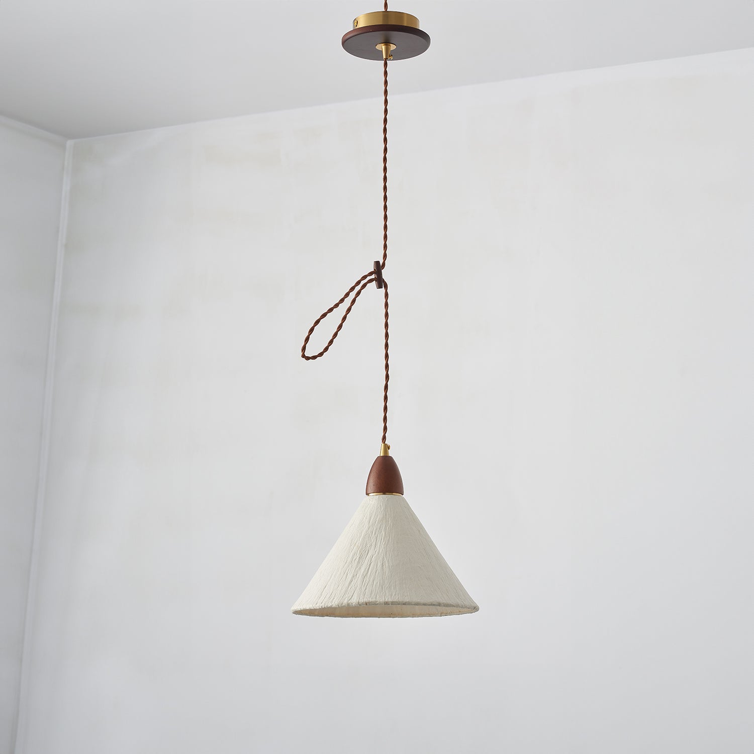 Walnut Rice Paper Pendant Light D