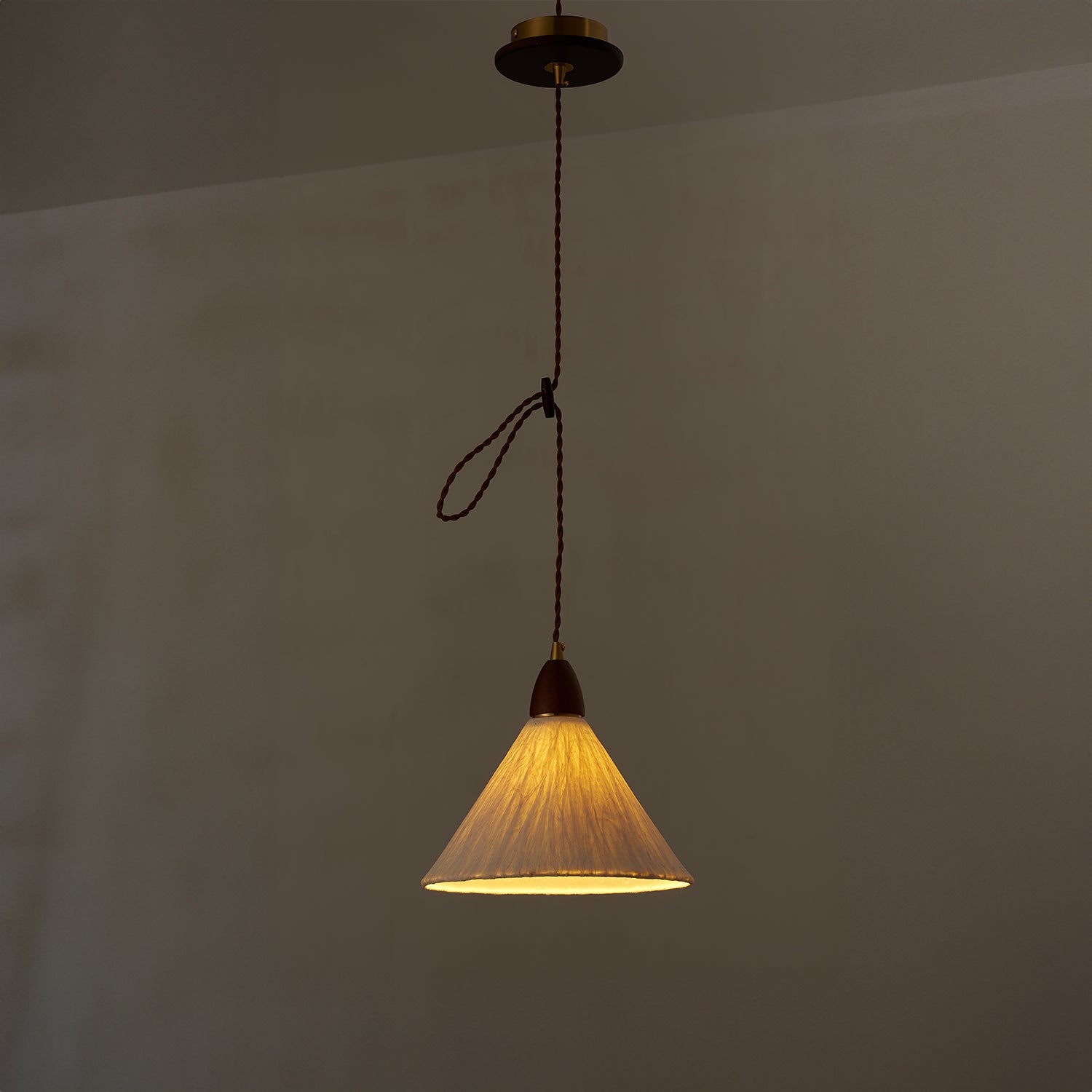 Walnut Rice Paper Pendant Light D