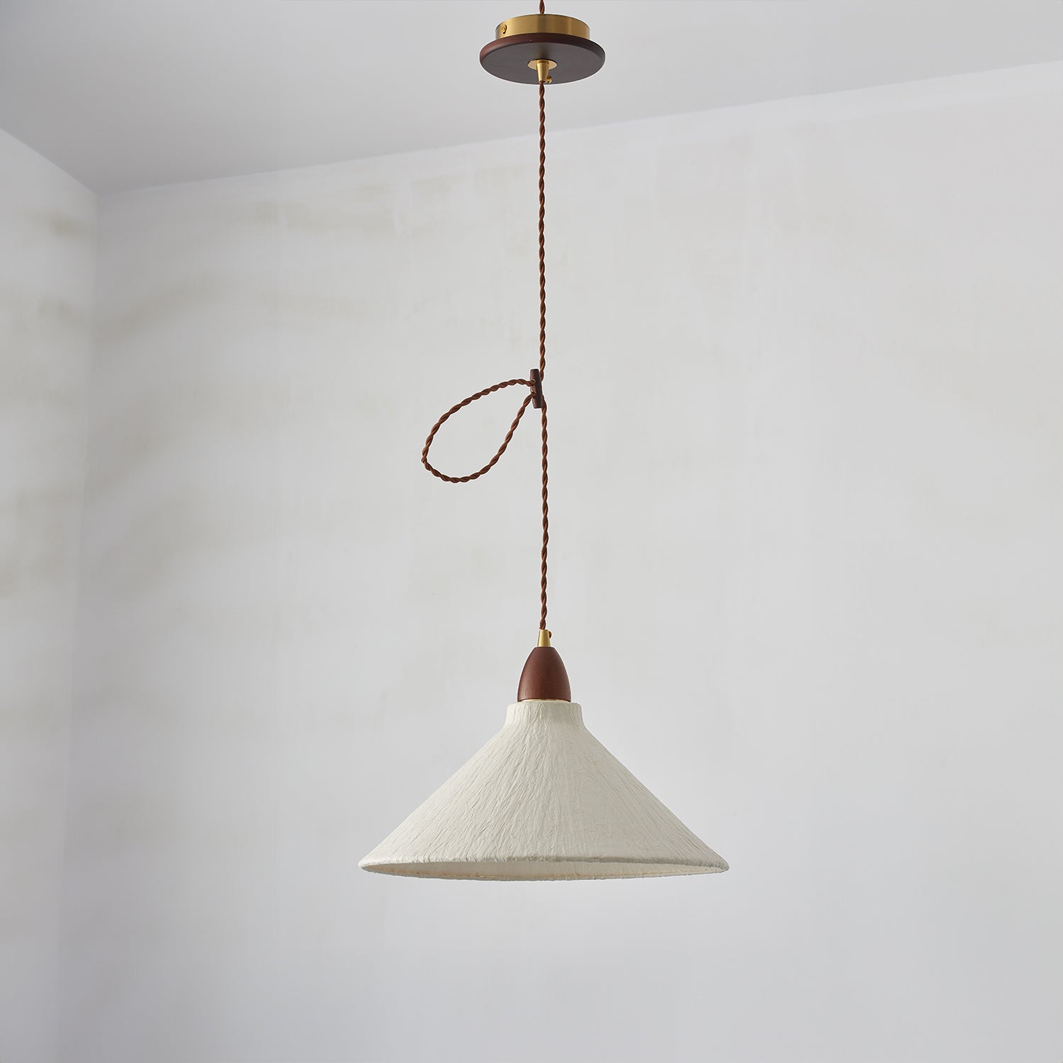 Walnut Rice Paper Pendant Light D