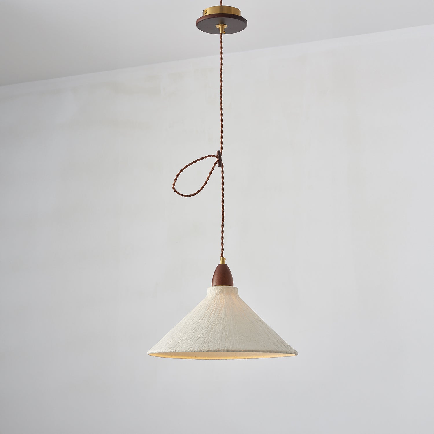 Walnut Rice Paper Pendant Light D