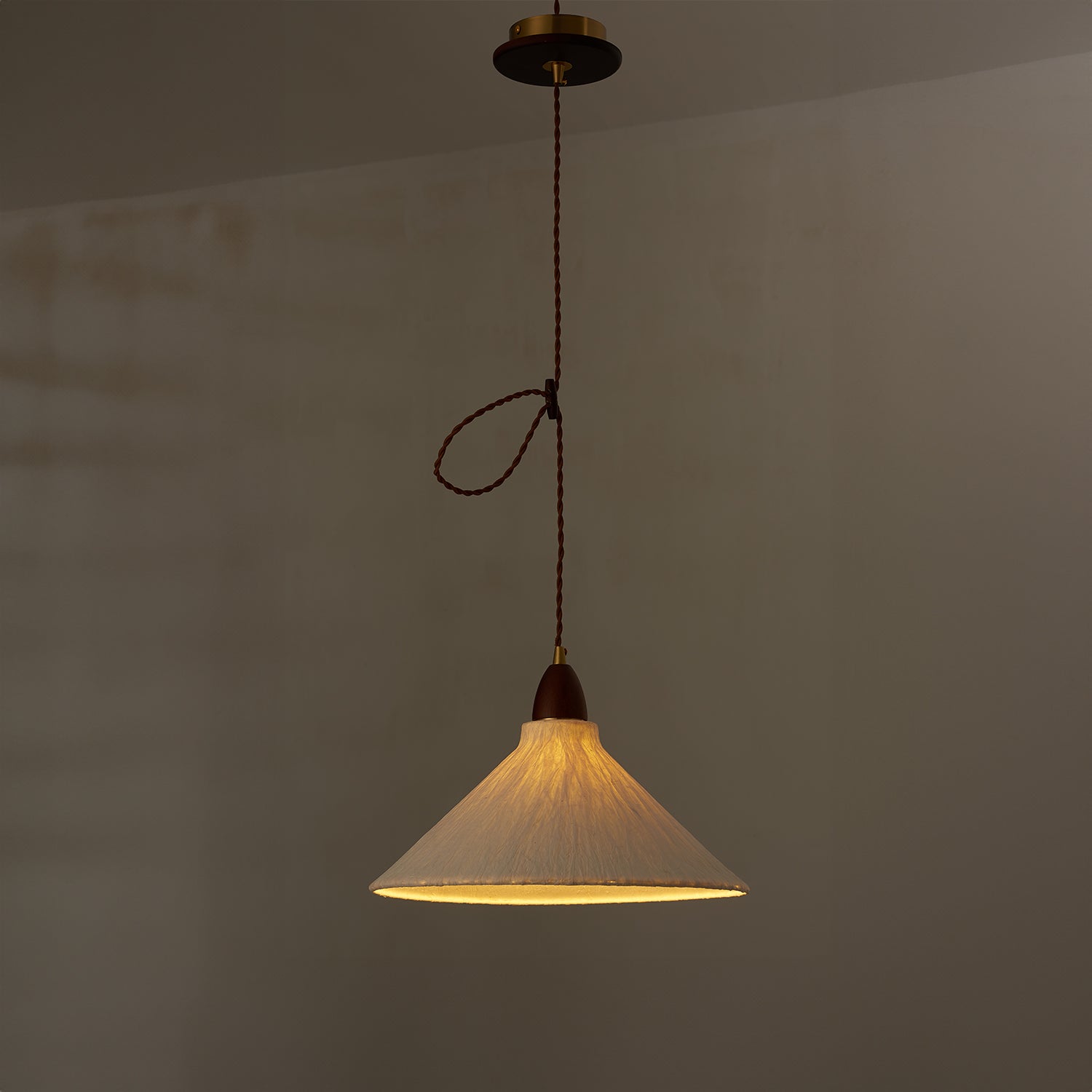 Walnut Rice Paper Pendant Light D