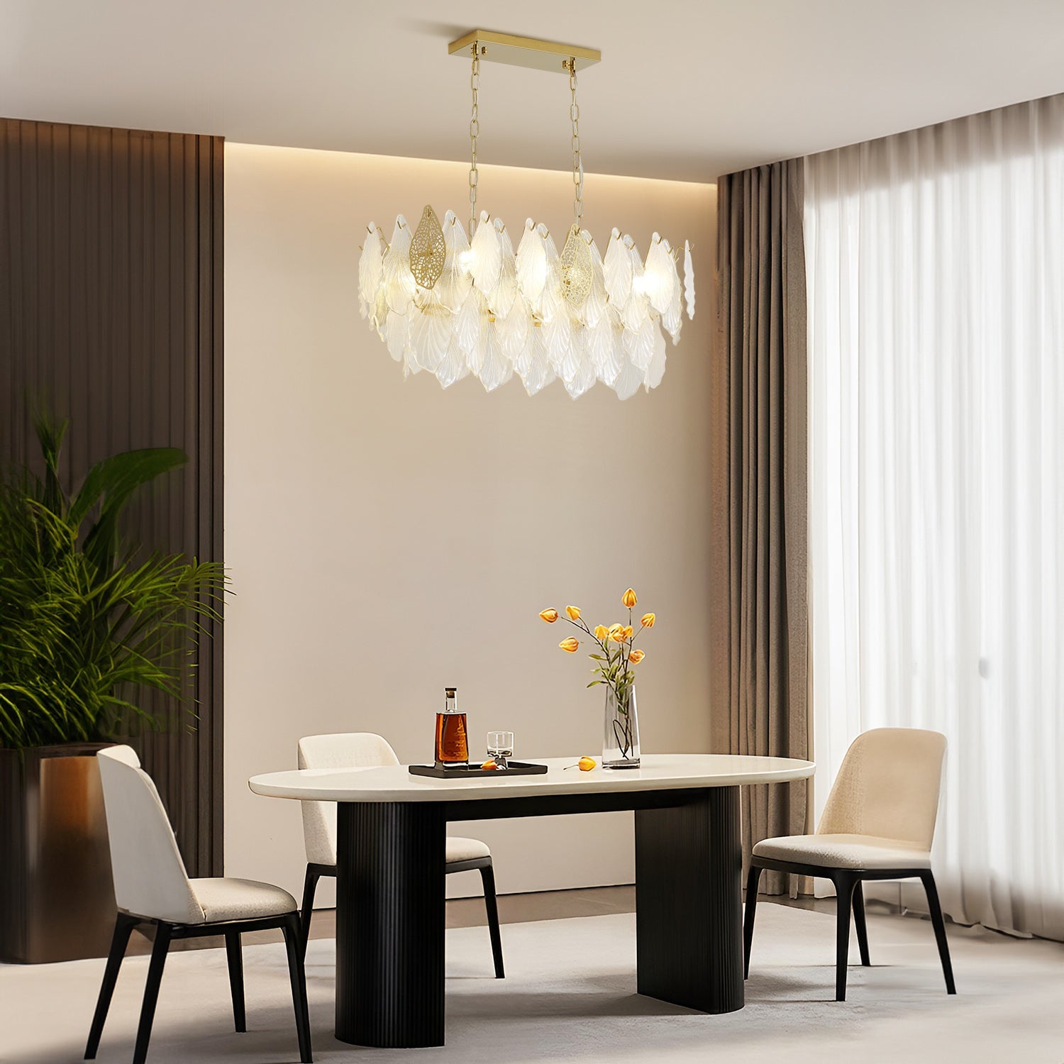 Autumn Leaf Glass Linear Chandelier