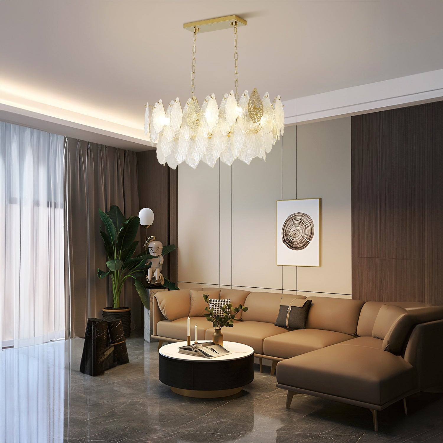 Autumn Leaf Glass Linear Chandelier