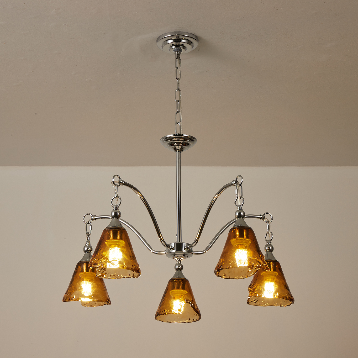 Amber Bell Glass Chandelier