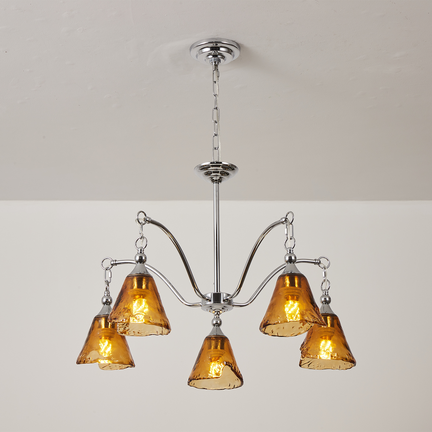 Amber Bell Glass Chandelier