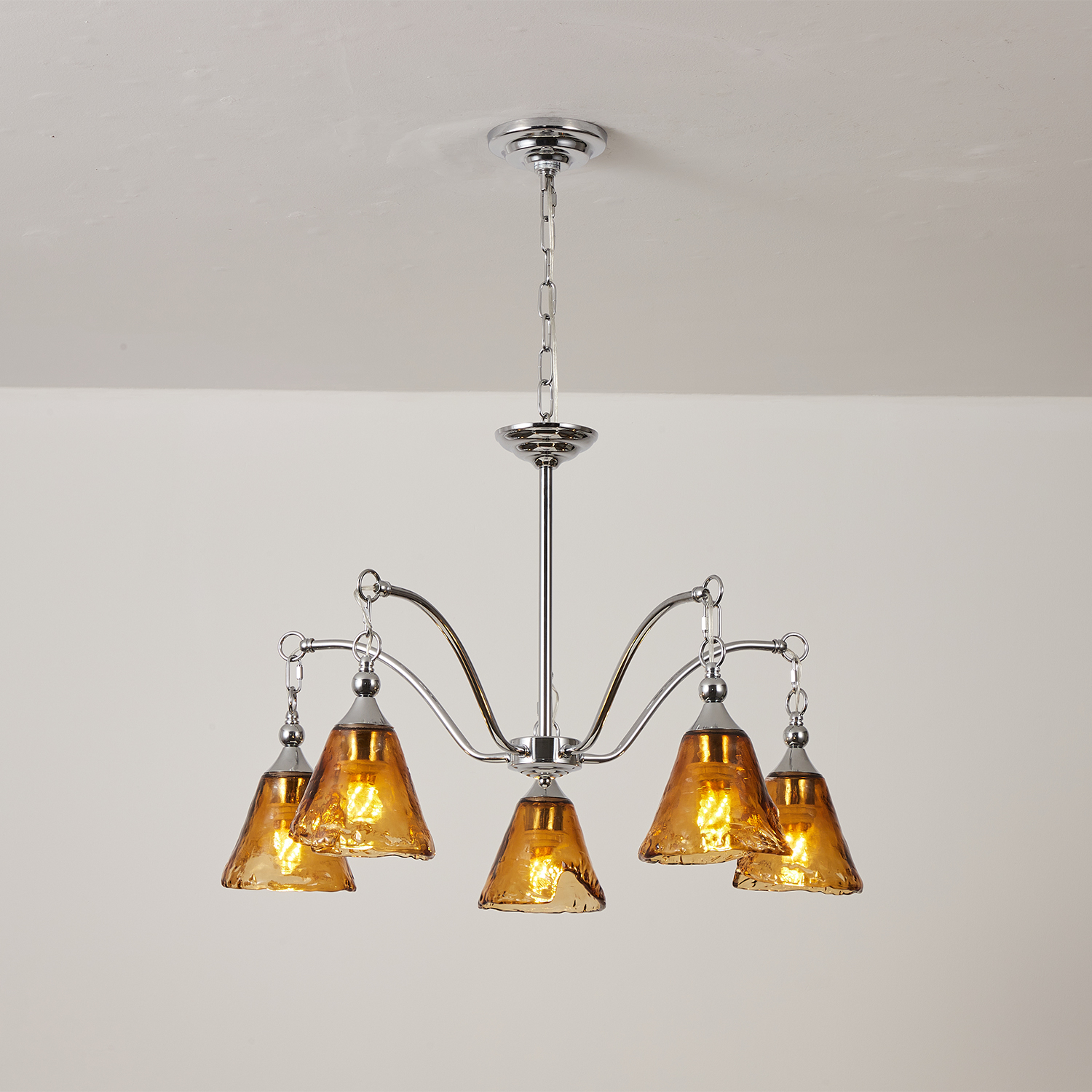 Amber Bell Glass Chandelier