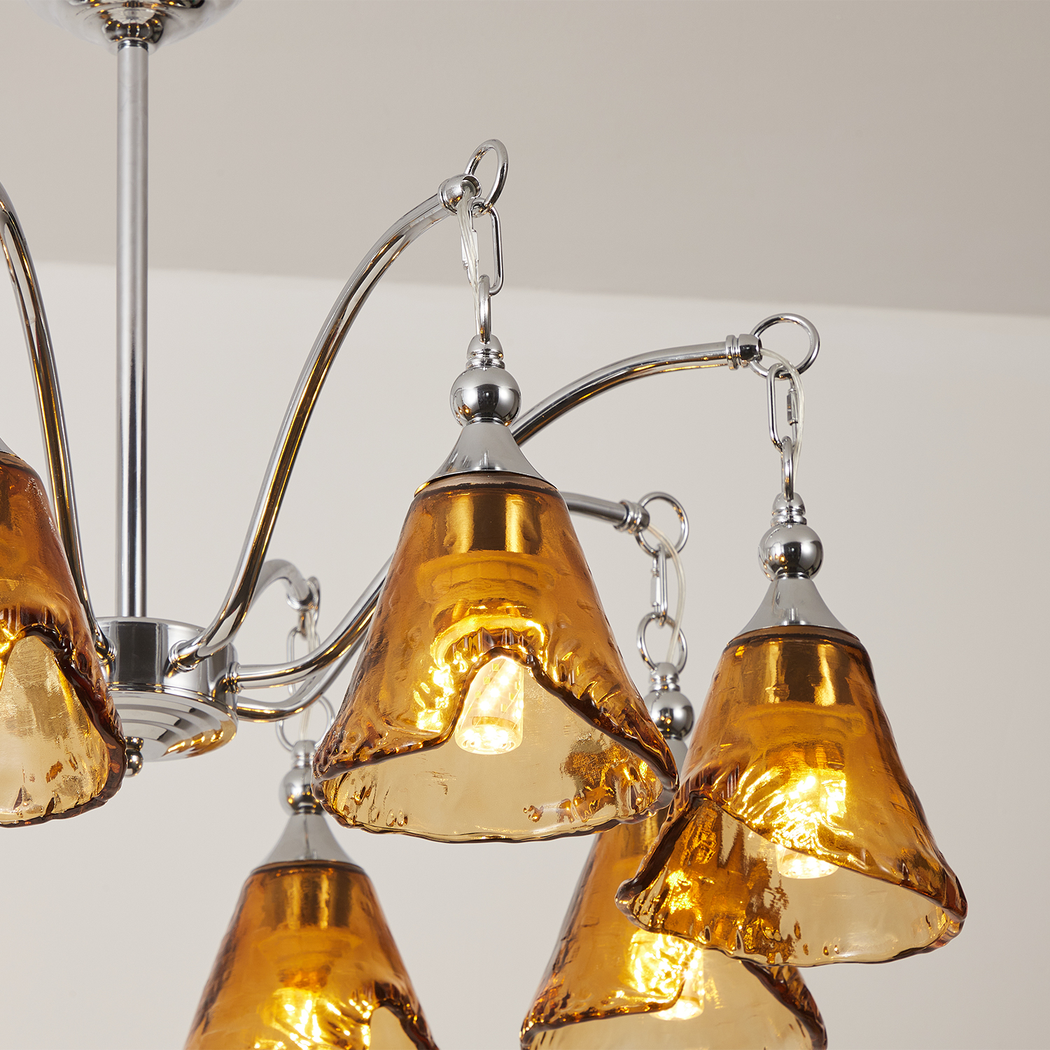Amber Bell Glass Chandelier