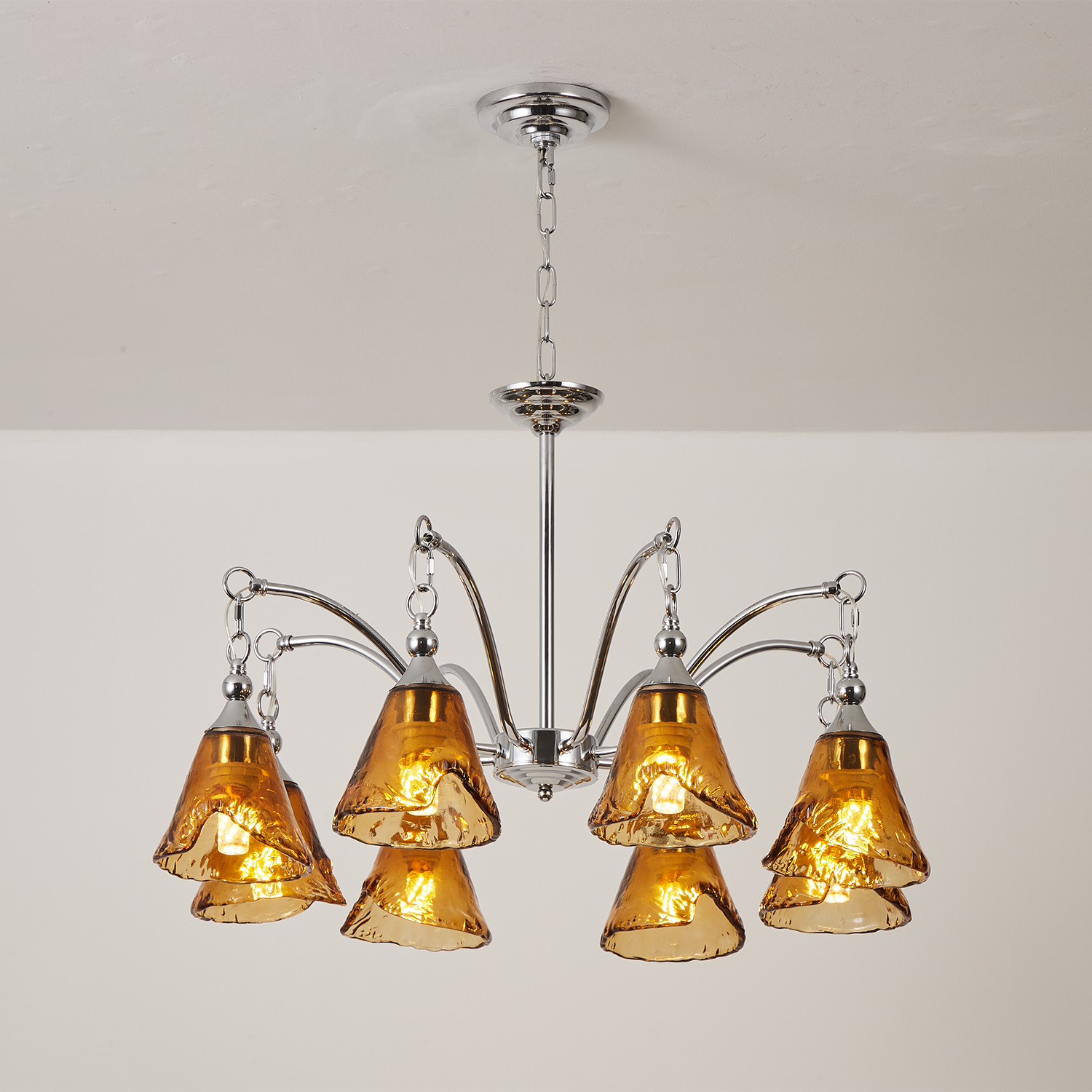 Amber Bell Glass Chandelier
