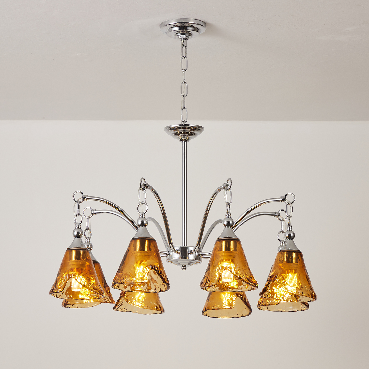 Amber Bell Glass Chandelier
