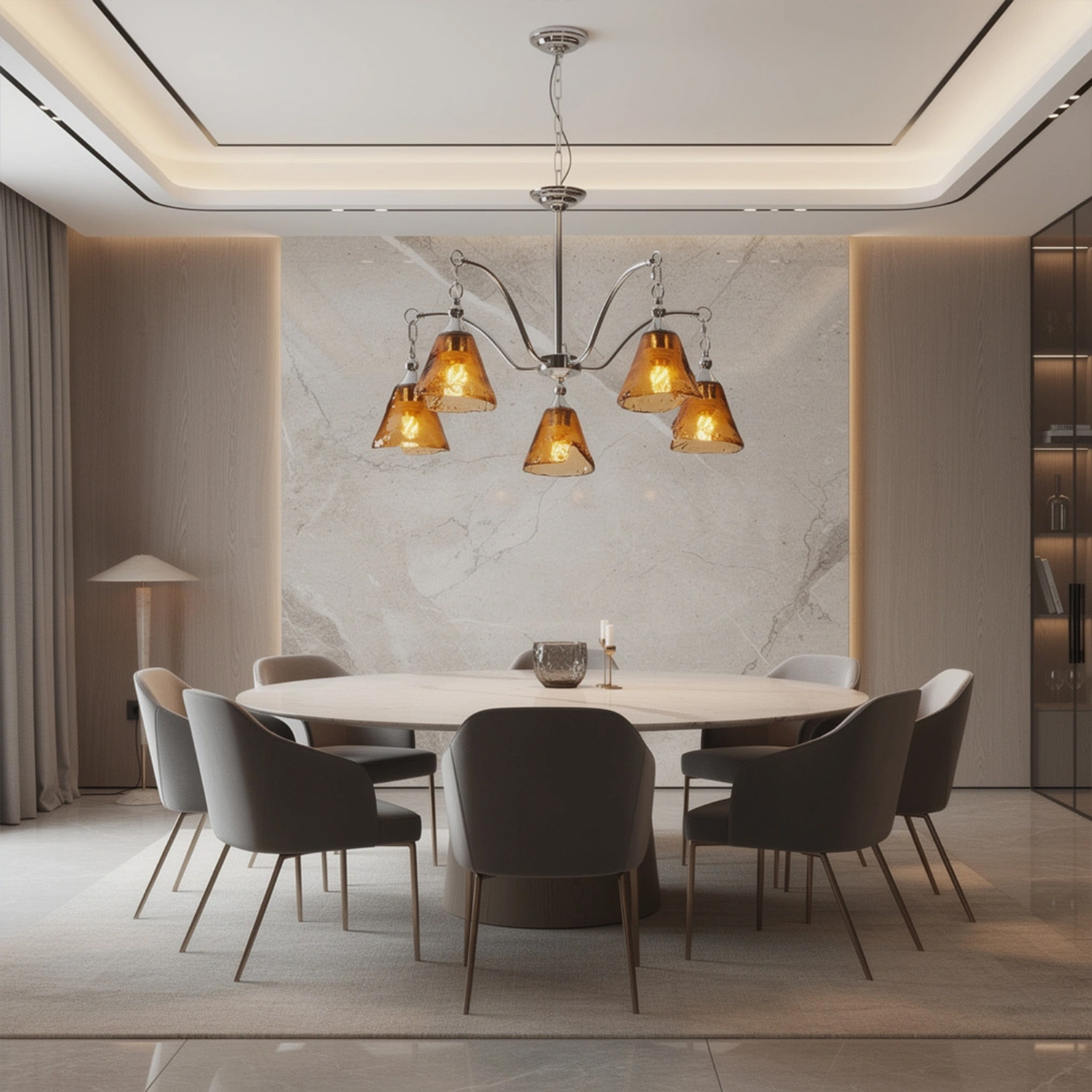Amber Bell Glass Chandelier