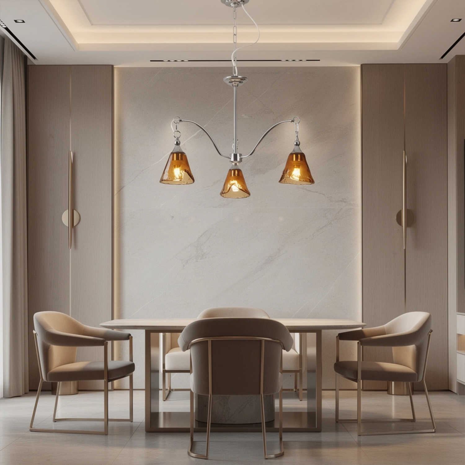 Amber Bell Glass Chandelier